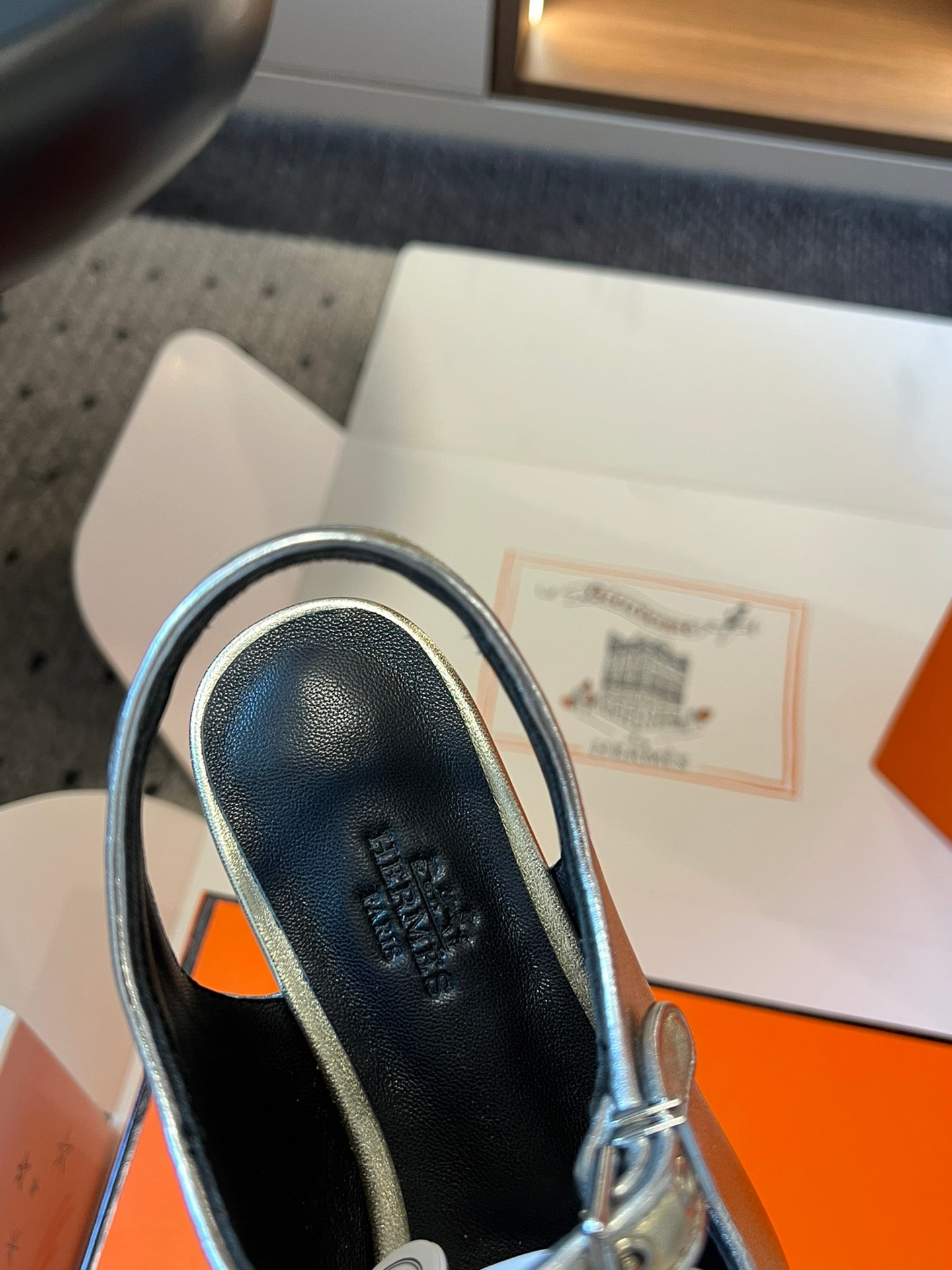 KLEO SLINGBACK IN SILVER CALFSKIN、mysite、Cacoeks