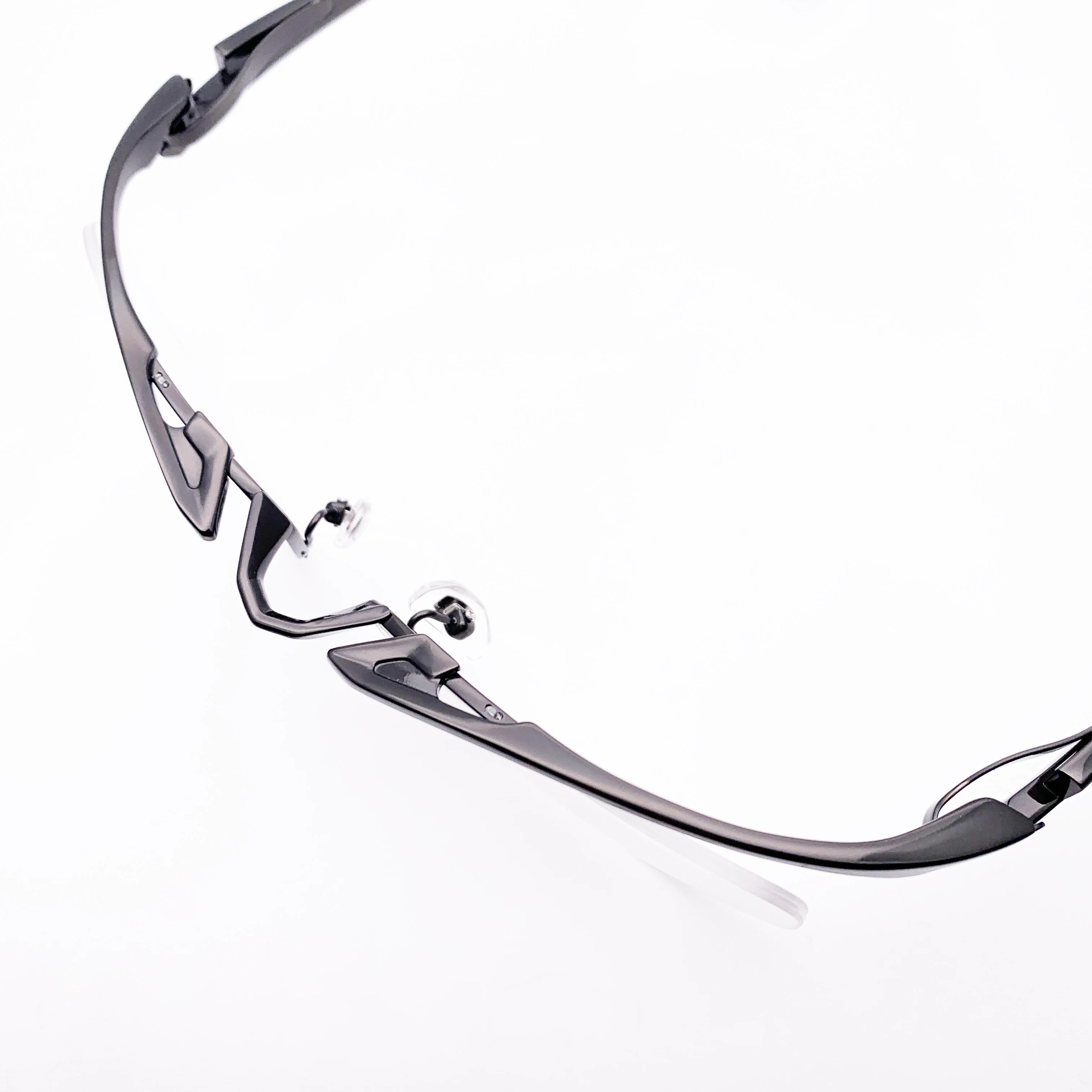 Belight Optical Japan Futuristic Design Titanium Half Rimless Frame For Big Face Men Prescription Semi Eyeglasses MF1230