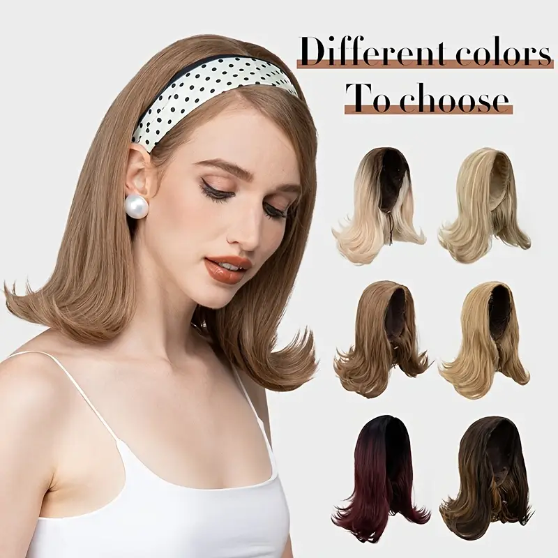 half wig synthetic none lace heat resistant wig for women 180 density volumizing hair wigs details 2