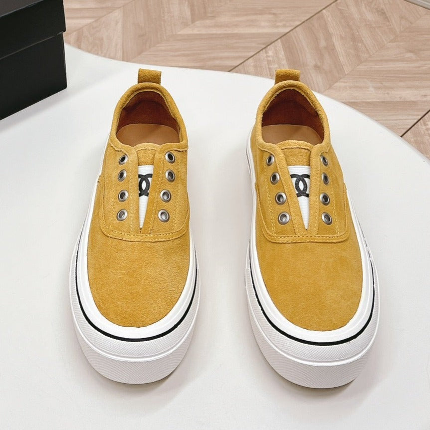 Double C Platform Biscuit Shoes Fabric Amber Yellow、mysite、Cacoeks