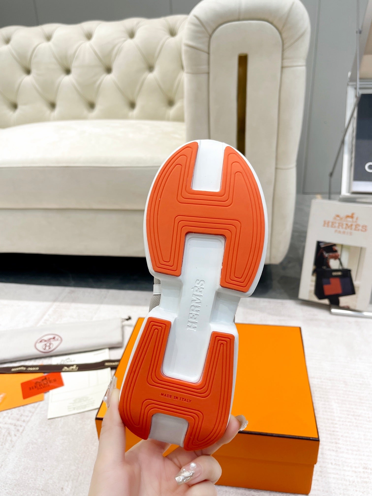 GIGA SNEAKER IN HARBOR GRAY STITCHED MESH AND WHITE CALFSKIN、mysite、Cacoeks