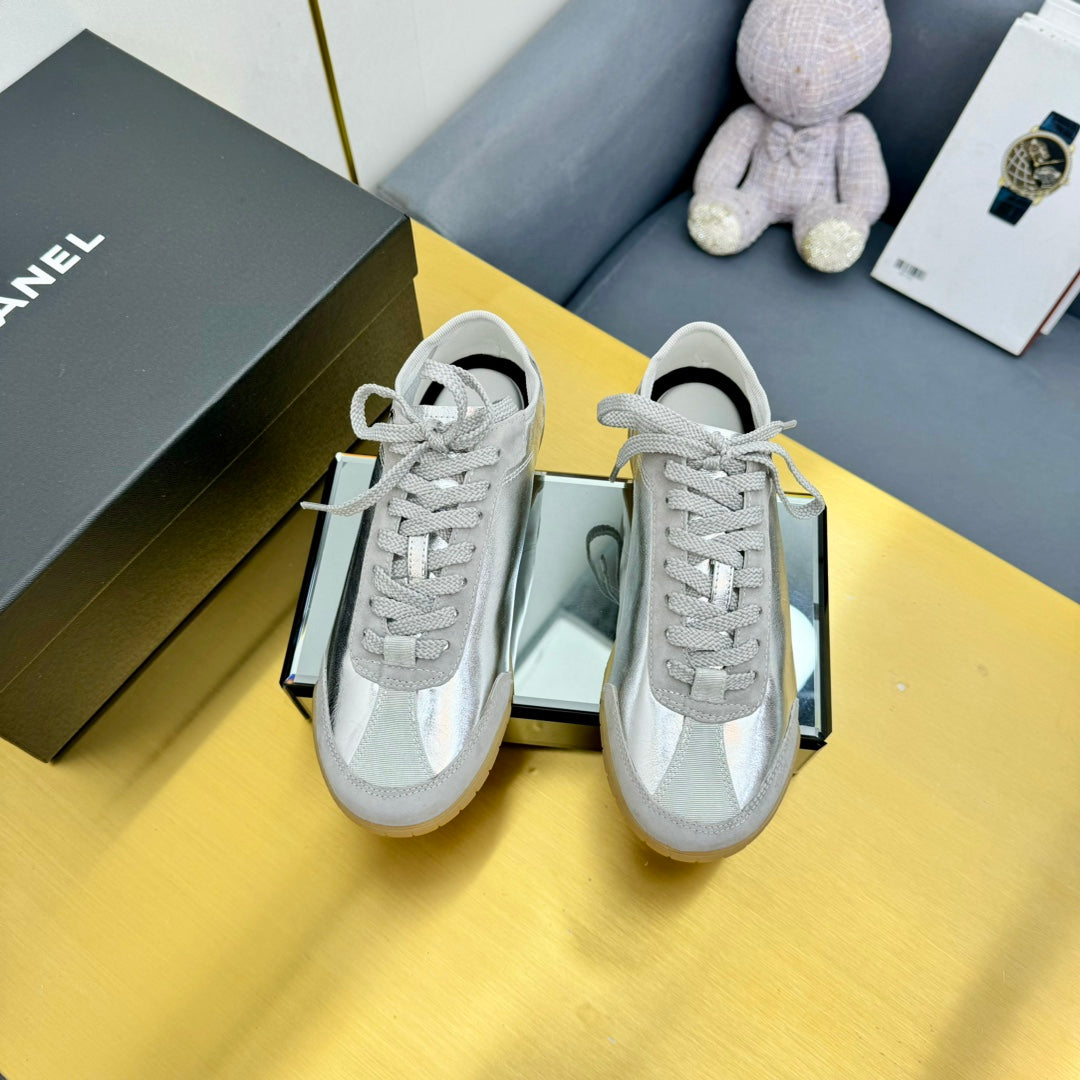 CC SNEAKER IN SILVER GRAY CALFSKIN AND SUEDE、mysite、Cacoeks