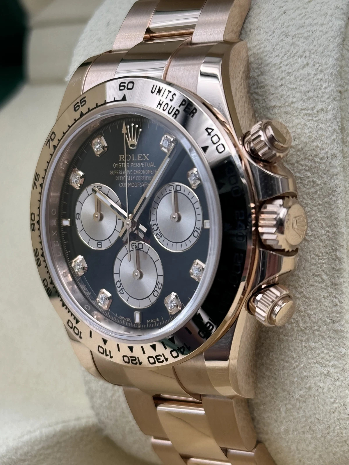 Rolex Daytona M126505-0002 Super Clone – Everose Gold 40mm Black Dial Swiss Replica