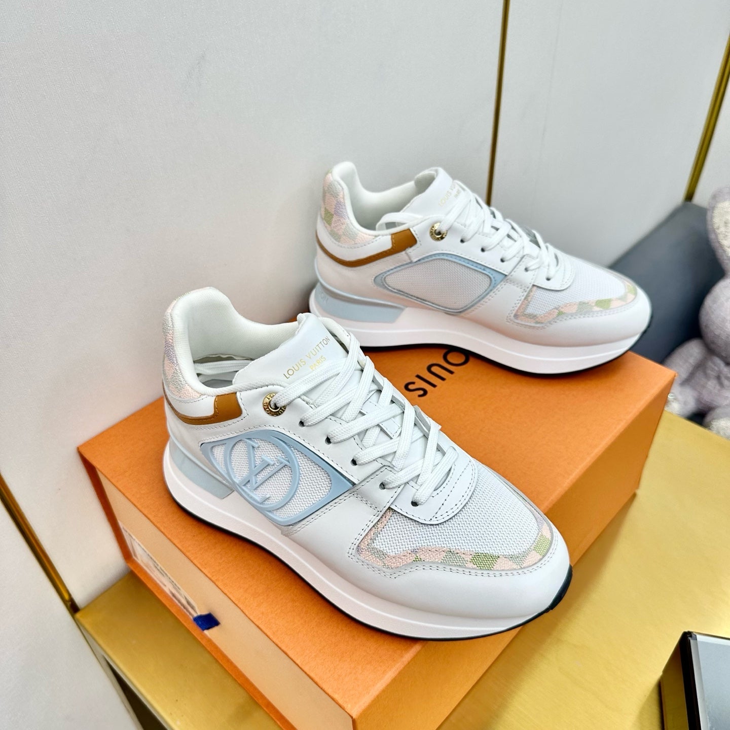 NEO RUN AWAY SNEAKER IN WHITE MIX LIGHT BLUE CALFSKIN、mysite、Cacoeks