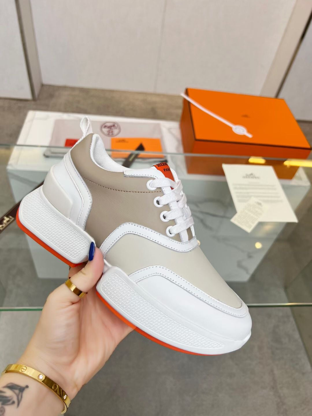 GIGA SNEAKER CARAMEL MIX LIGHT GRAY CALFSKIN、mysite、Cacoeks