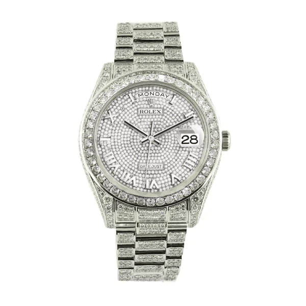 rolex date just baguette ii white gold diamond dial 116300 replica 600x600 1