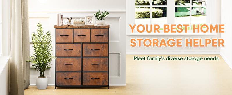 Product Introduction of Cupboards Cabinets Dresser - with 9 Drawers, Bedroom Organizer, Steel Frame and Wood Top for Bedroom, Closet, Entryway 5