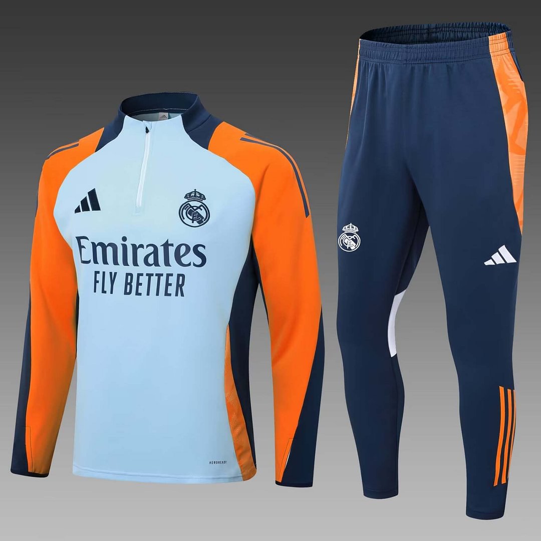 24/25 Real Madrid Half-Pull Training Suit Baby blue Football Shirt Set-mysite Custom Football Kit- Nextkits
