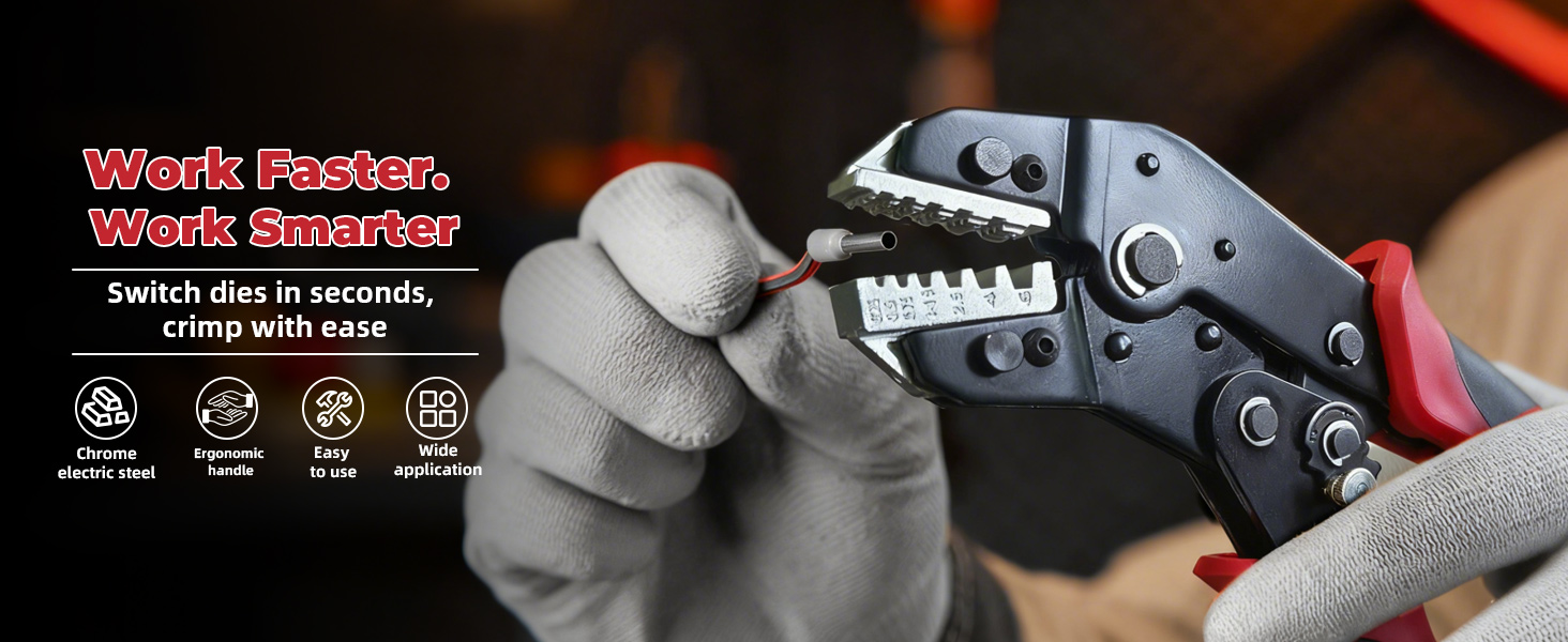 Ratcheting Crimper Kit with 6 Dies