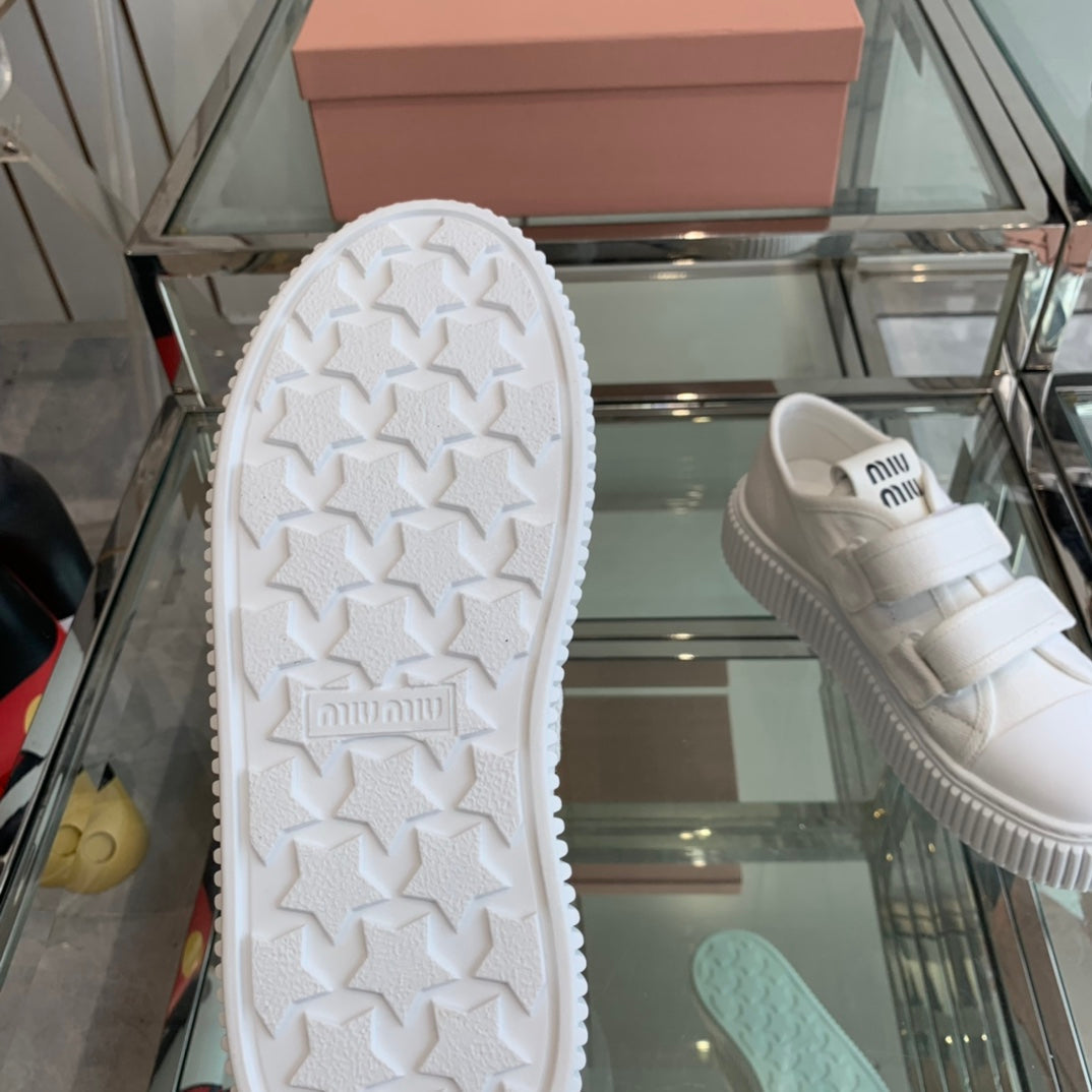 Thick-Soled Denim Sneakers White、mysite、Cacoeks