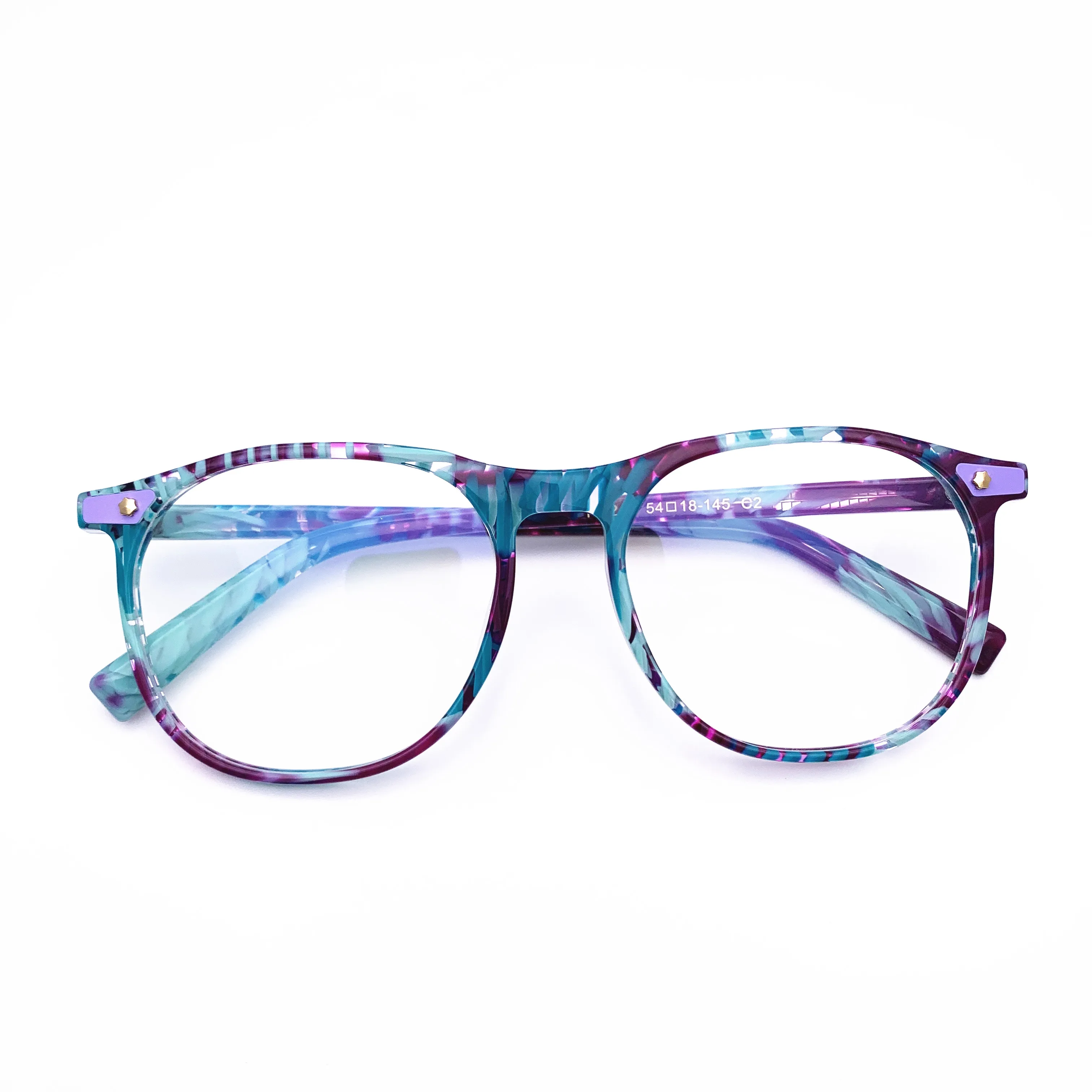 Belight Optical  Women Men Acetate Fancy Colorful Floral Color Star Rivet Design Spectacle Frame Precription Lens HP245