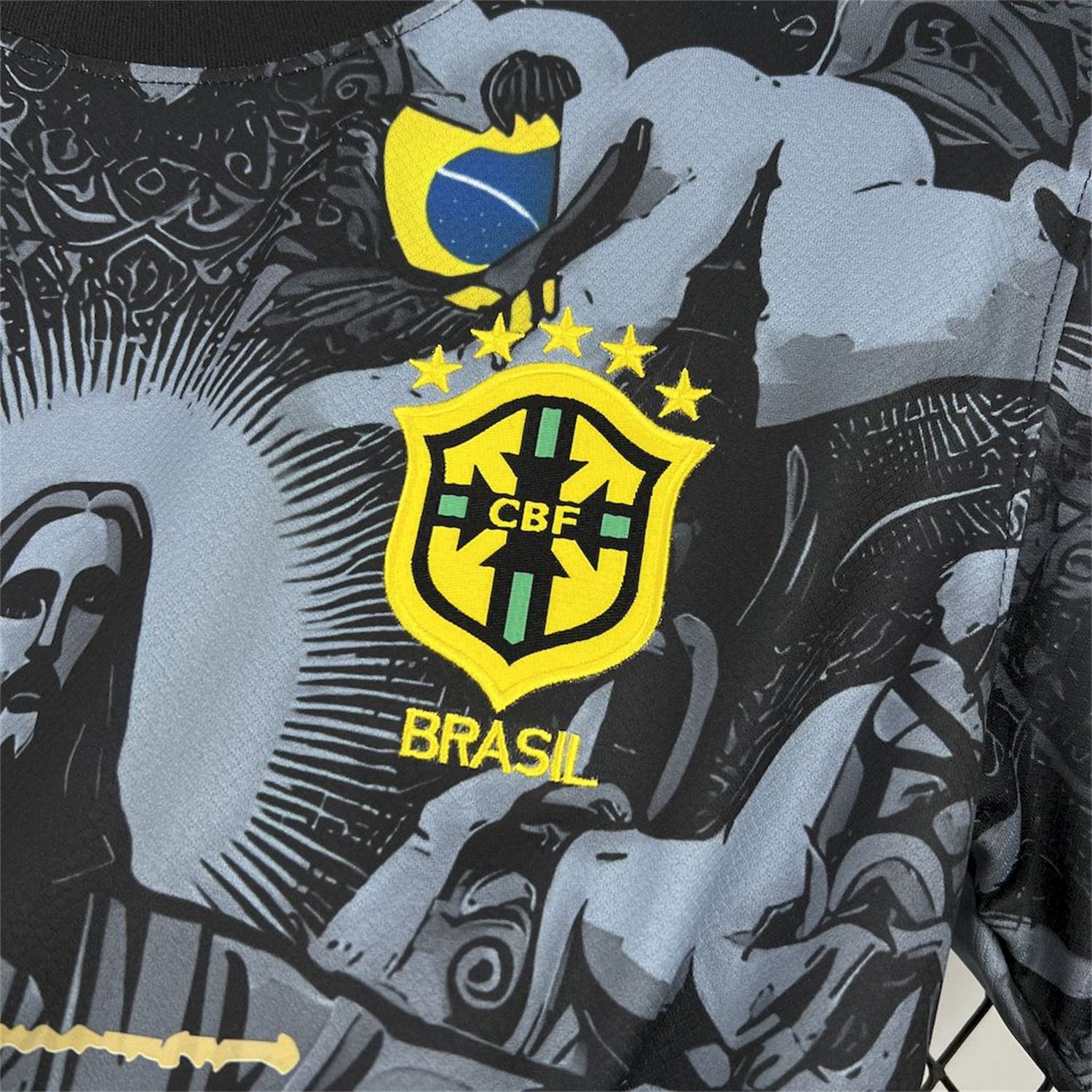 UltraTrikot-Brazil 2024-25 X STUSSY Black Christ the Redeemer Statue Jersey - Fans Version