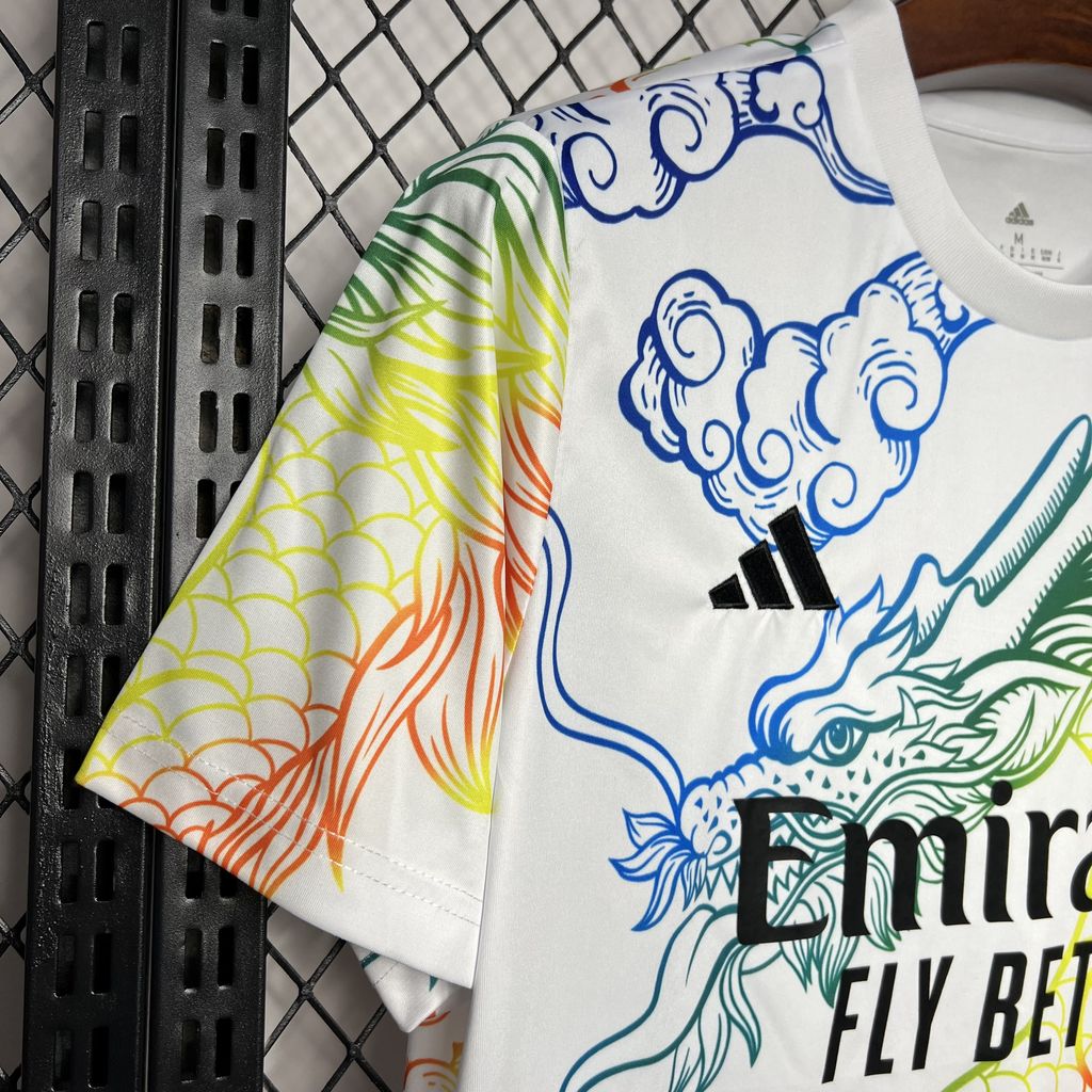 ManixJersey.com | Real Madrid 24-25 White Colorful Dragon Speical Jersey - Fans Version -Customize Name, Number and Patch | Worldwide Shipping