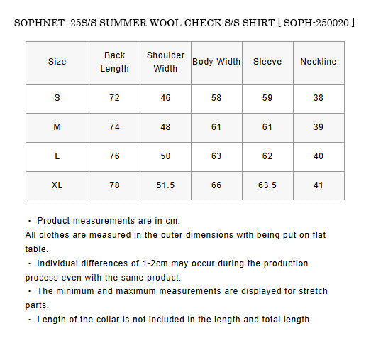 SOPHNET. 25S/S SUMMER WOOL CHECK S/S SHIRT  SOPH-250020 