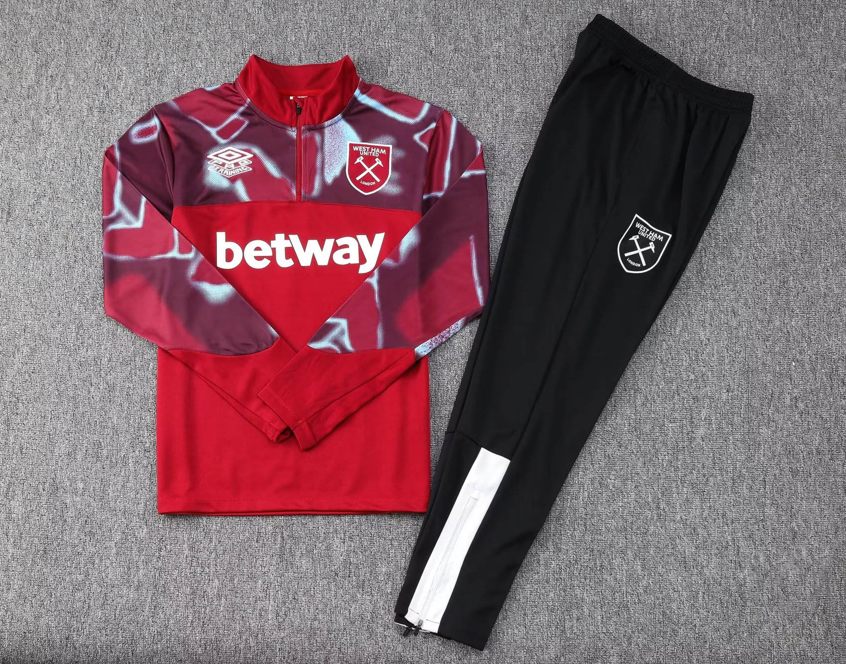 2022/2023 West Ham United Half-Pull Training Suit Red Football Shirt 1:1 Thai Quality Set:football jersey mysite: unitedjerseyfootball 邓江浪:football