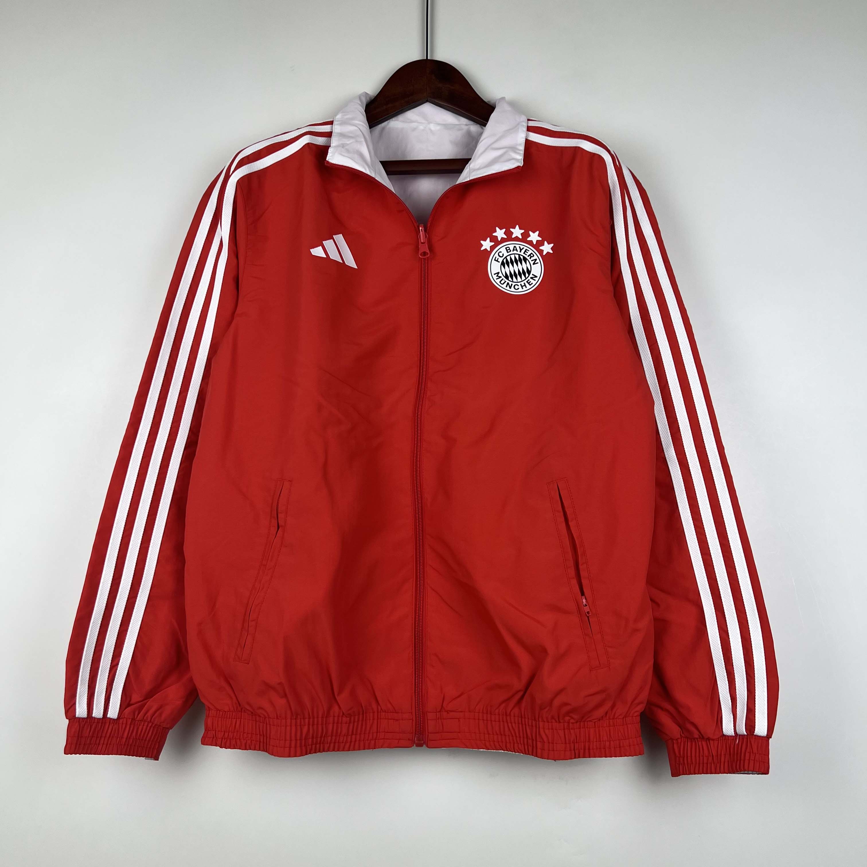 2023-2024 Bayern Munich Reversible Windbreaker (Red-white)Soccer Jersey 1:1 Thai Quality:football jersey mysite: unitedjerseyfootball 邓江浪:football