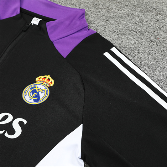 JerseysGala.com | Real Madrid 24-25 Long Sleeve Training Set - Black and Purple -Customize Name, Number and Patch | Worldwide Shipping