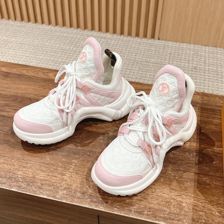 LV ARCHLIGHT SNEAKER IN WHITE MIX BABY PINK EMBOSSED CALFSKIN、mysite、Cacoeks