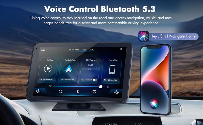 Product Introduction of 【Hieha】2025 Newest Portable Carplay Screen for Car, 7 Inch IPS Touchscreen Car Stereo Support Wireless Carplay 1
