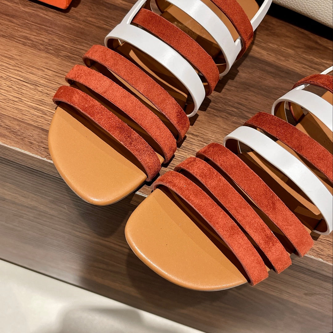 EPHESE SANDAL CARAMEL AND WHITE CALFSKIN、mysite、Cacoeks