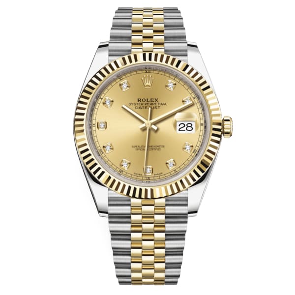🔥HOT! Rolex Datejust 41mm - Ref: 126333-0012 - Champagne Diamond Dial, Two Tone Stainless Steel & 18K Yellow Gold Jubilee Bracelet Men's Watch