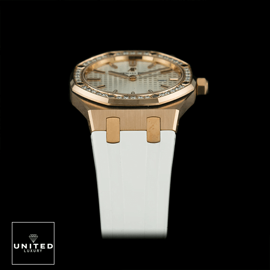 Audemars Piguet White Rubber Diamond Bezel Replica black background