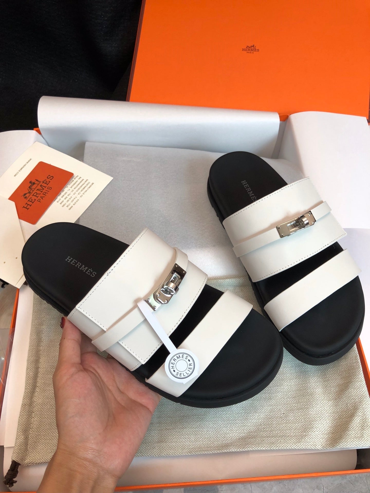 GABRIEL SANDAL MULE IN WHITE CALFSKIN、mysite、Cacoeks