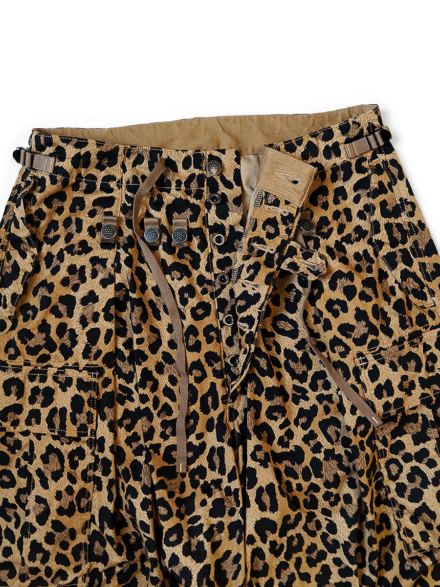 KAPITAL Cotton Herringbone Leopard Print Jumbo Cargo Pants  K2409LP008 