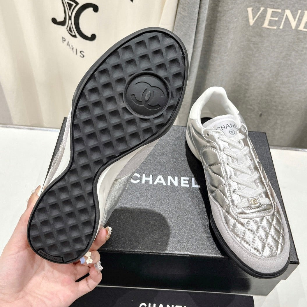 Double C New Quilted Panda Shoes Silver Sheepskin、mysite、Cacoeks