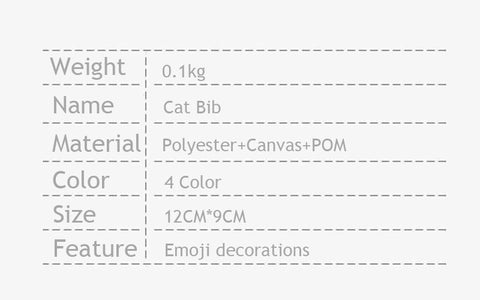 Emoji Cat Collar 4 Color Bib