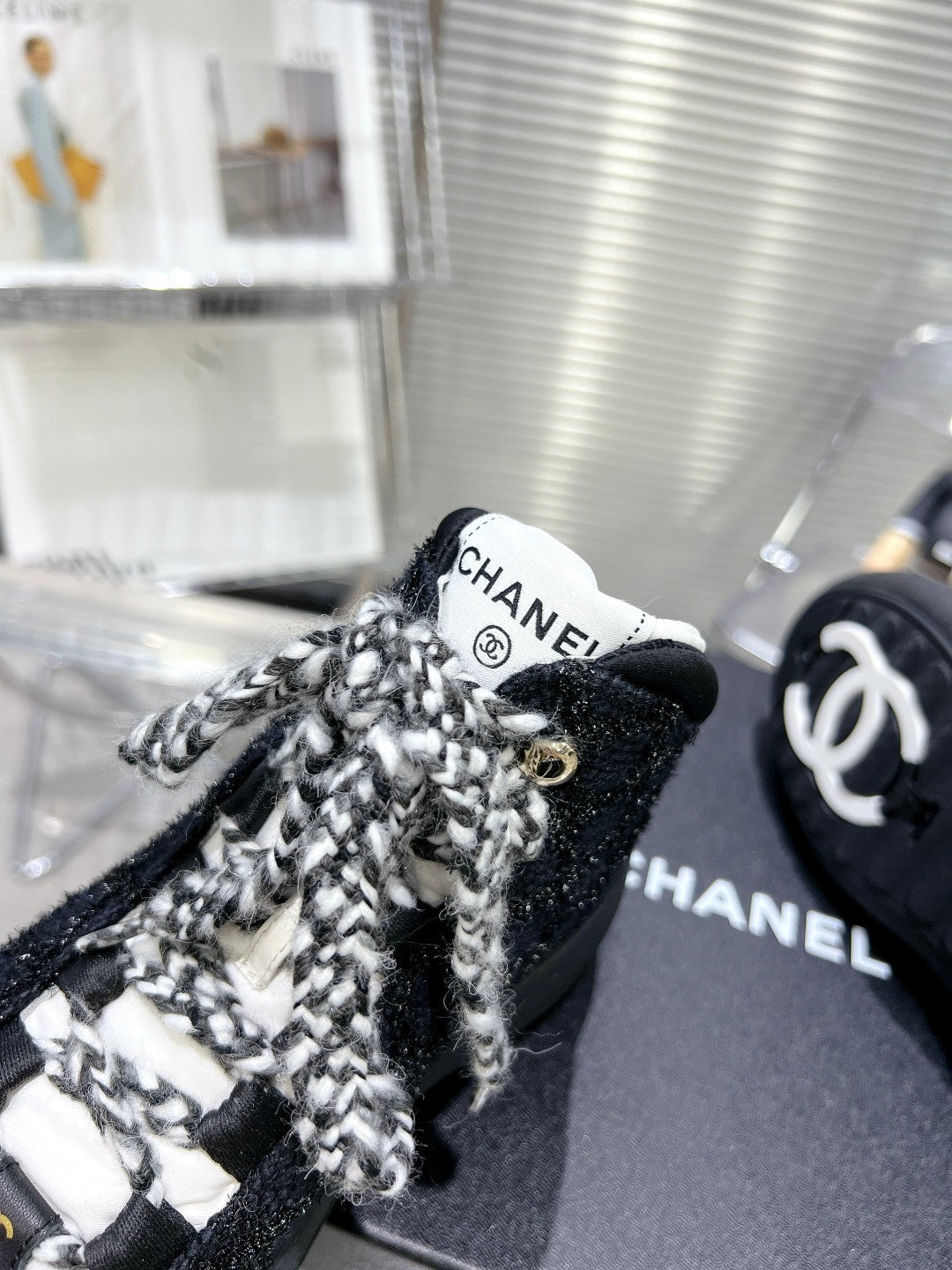 CC CANO ALTO SNEAKER IN BLACK TWEED AND RUBBER、mysite、Cacoeks