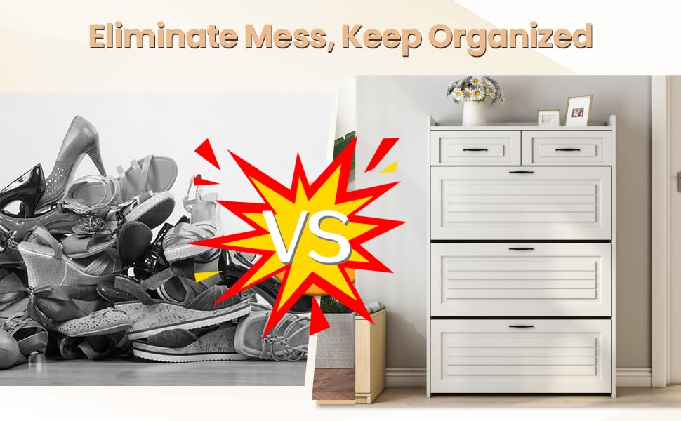 Before and after the shoe cabinet