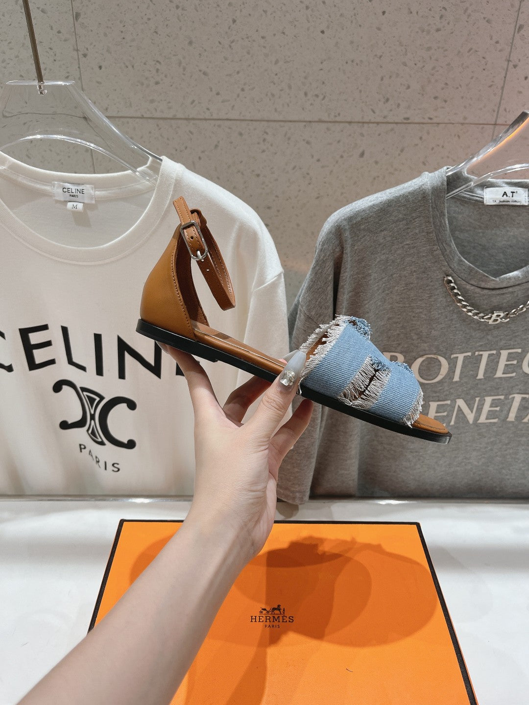 SANTORINI SANDAL BLEU CLAIR LAMBSKIN、mysite、Cacoeks