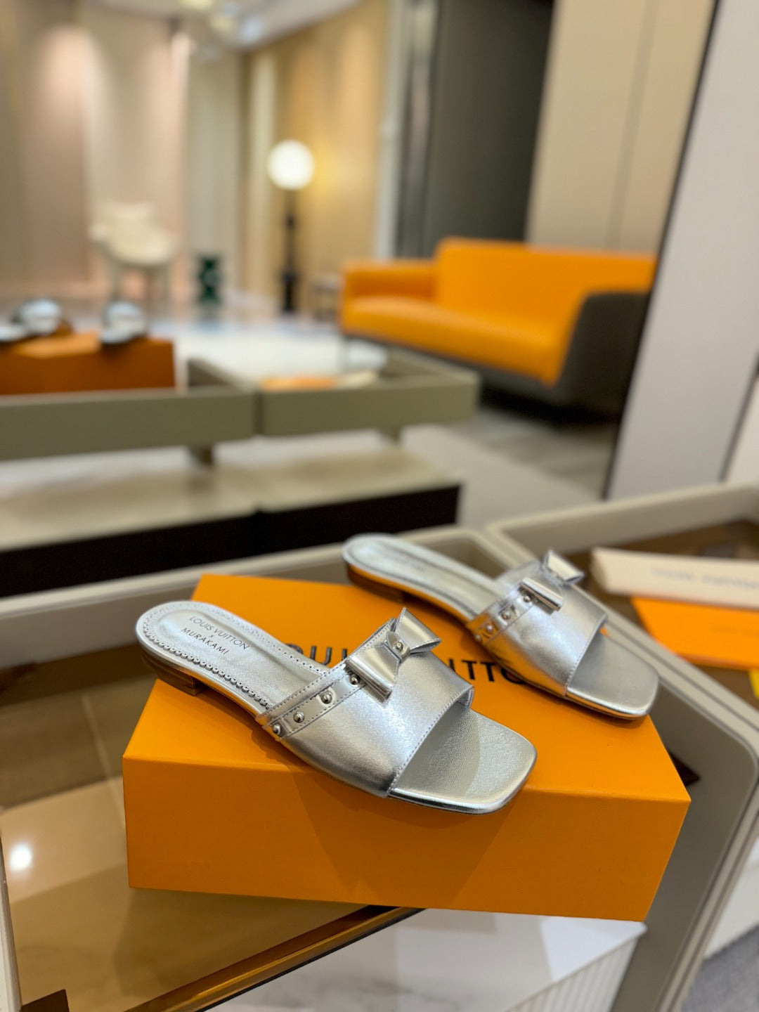 LV X TM 6AM FLAT MULE IN SILVER CALFSKIN、mysite、Cacoeks