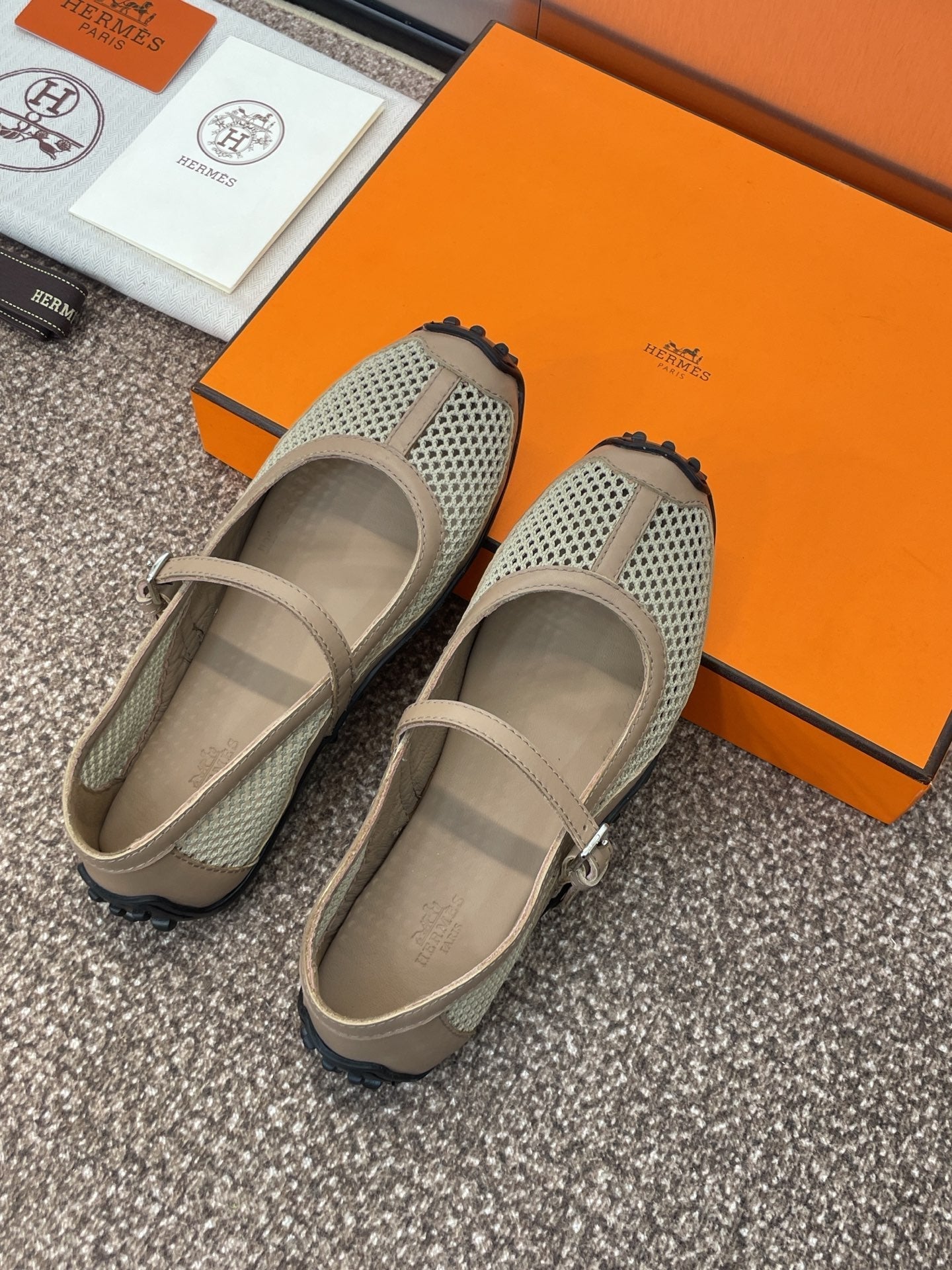 KICHU BALLET FLAT IN MOCHA BROWN CROCHET KNIT AND CALFSKIN、mysite、Cacoeks