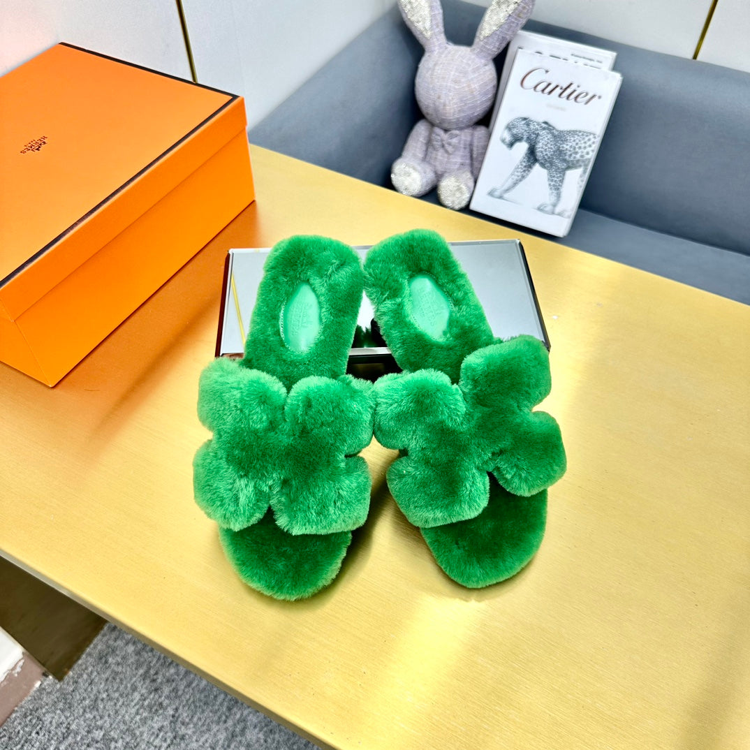 0RAN SHEARLING SANDALS LAWN GREEN、mysite、Cacoeks