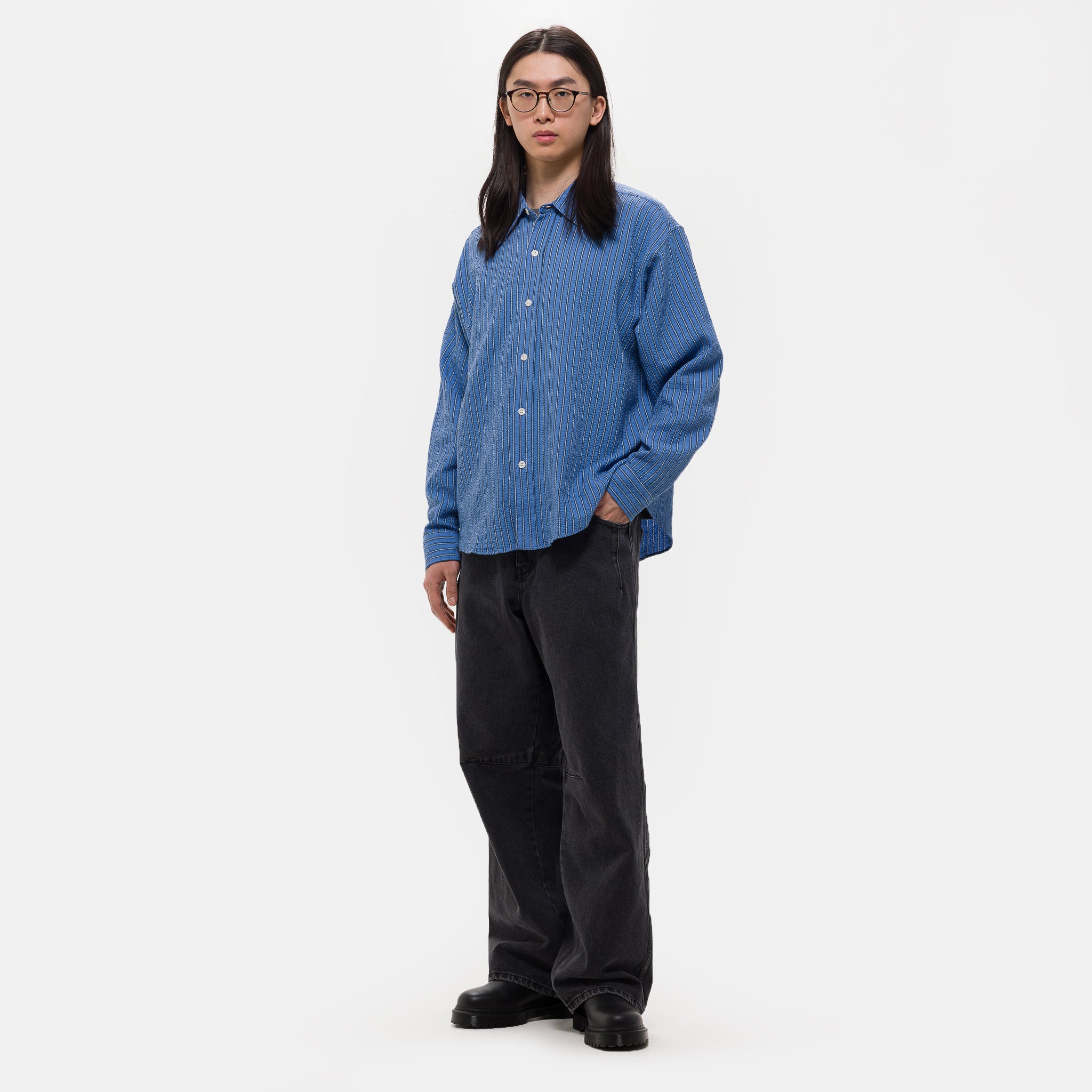 Vacation Shirt in Textured Business Stripe