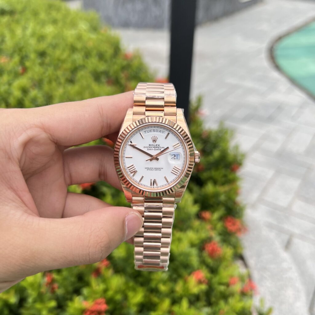 Đồng Hồ Rolex Day-Date Rose Gold Super Fake Máy Thụy Sỹ 40mm (2)