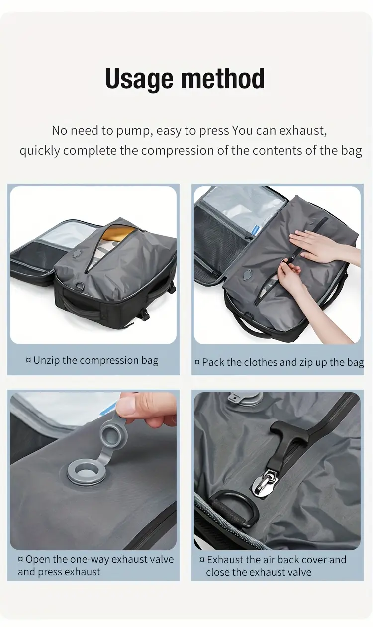 mens stylish large capacity backpack with air pump kit multi functional travel bag for business trips vacations usb rechargeable 16 inch laptop compartment details 2