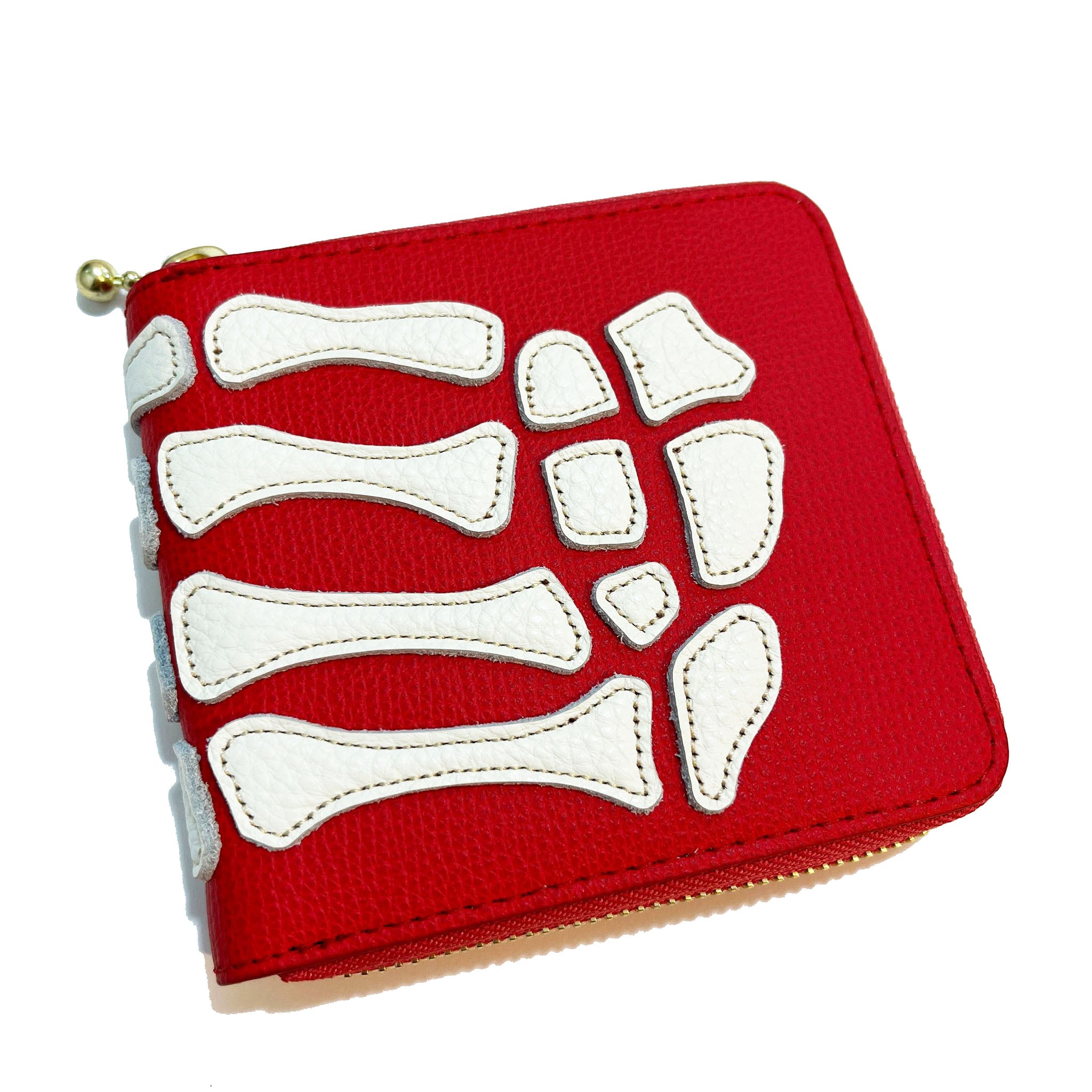 KAPITAL THUMBS UP BONE HAND ZIP WALLET  K2503XG522   Red 
