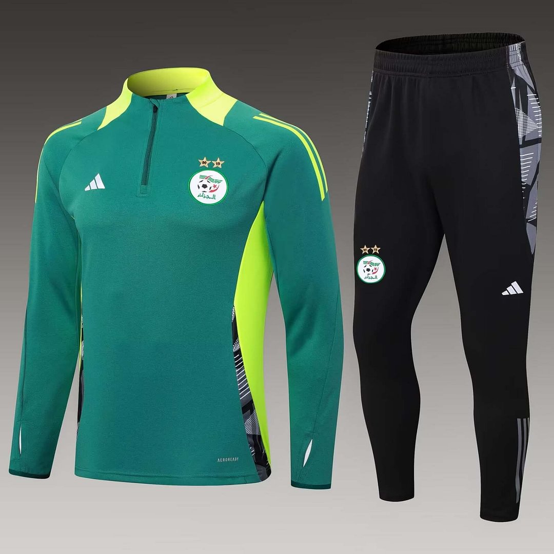 2024 Algeria National Team Half-Pull Training Suit Dark green Shirt Set-mysite Custom Football Kit- Nextkits