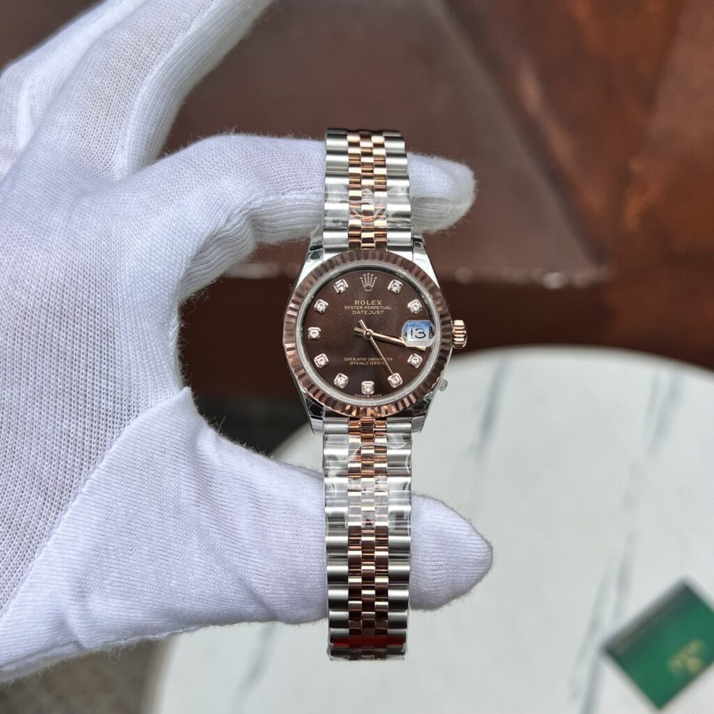 Đồng Hồ Rolex DateJust Nữ Mặt Chocolate Fake 11 Nhà Máy EW 31mm (3)