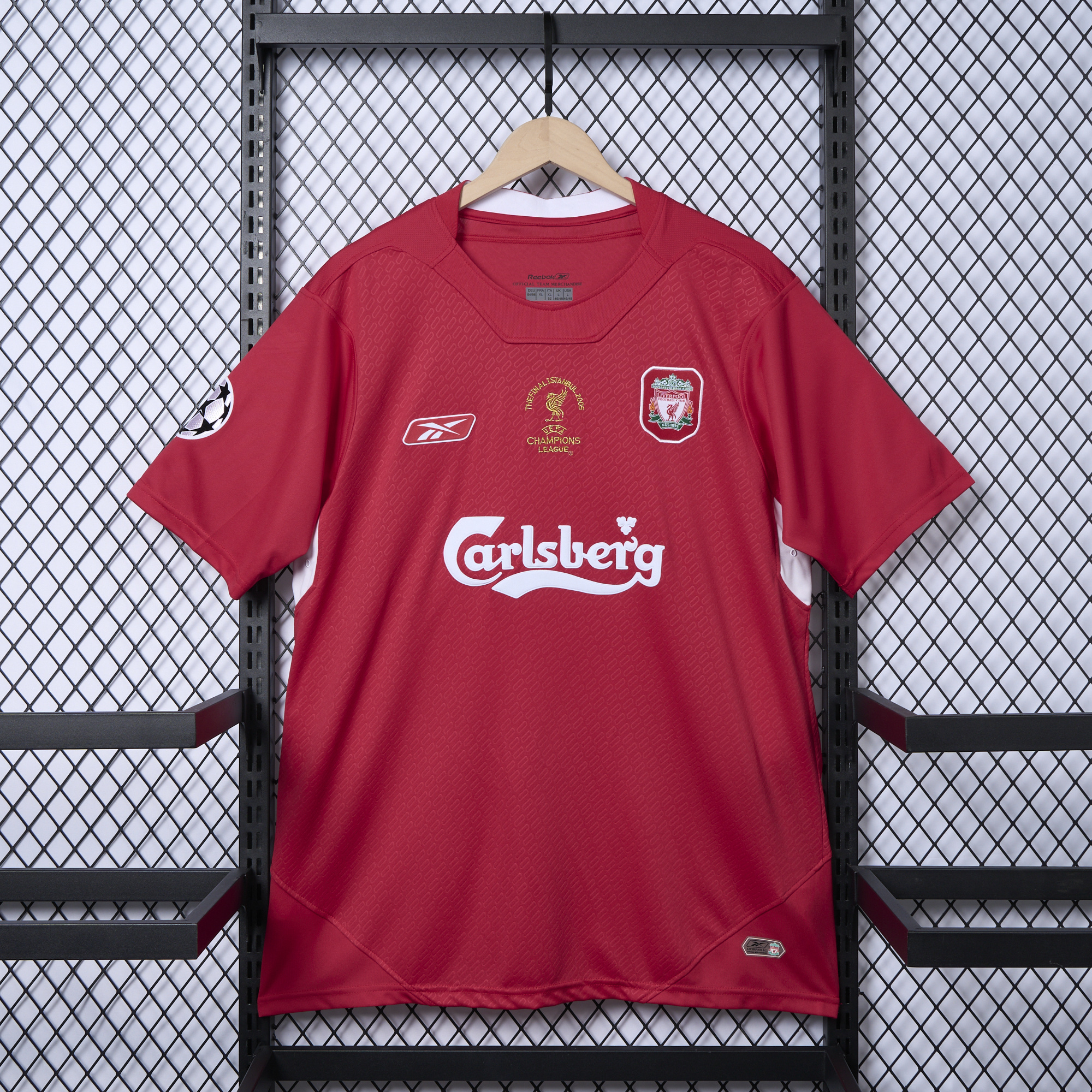 Higojerseys-Retro Liver.pool 2005 Home Stadium Jersey - with UEFA Champions League Final Patch