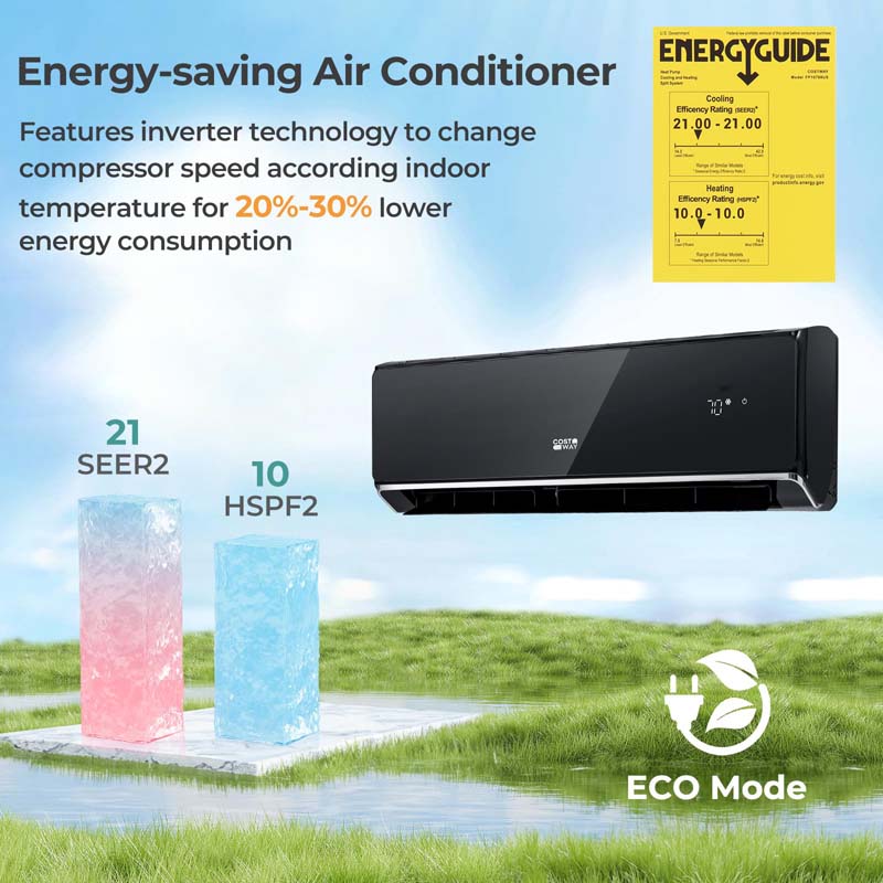 Eletriclife 24000 BTU 21 SEER2 208-230V Wifi Enabled Mini Split Air Conditioner