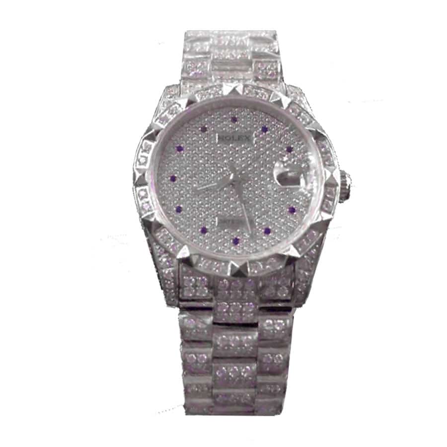 rolex datejust white gold diamond dial iced out 116624