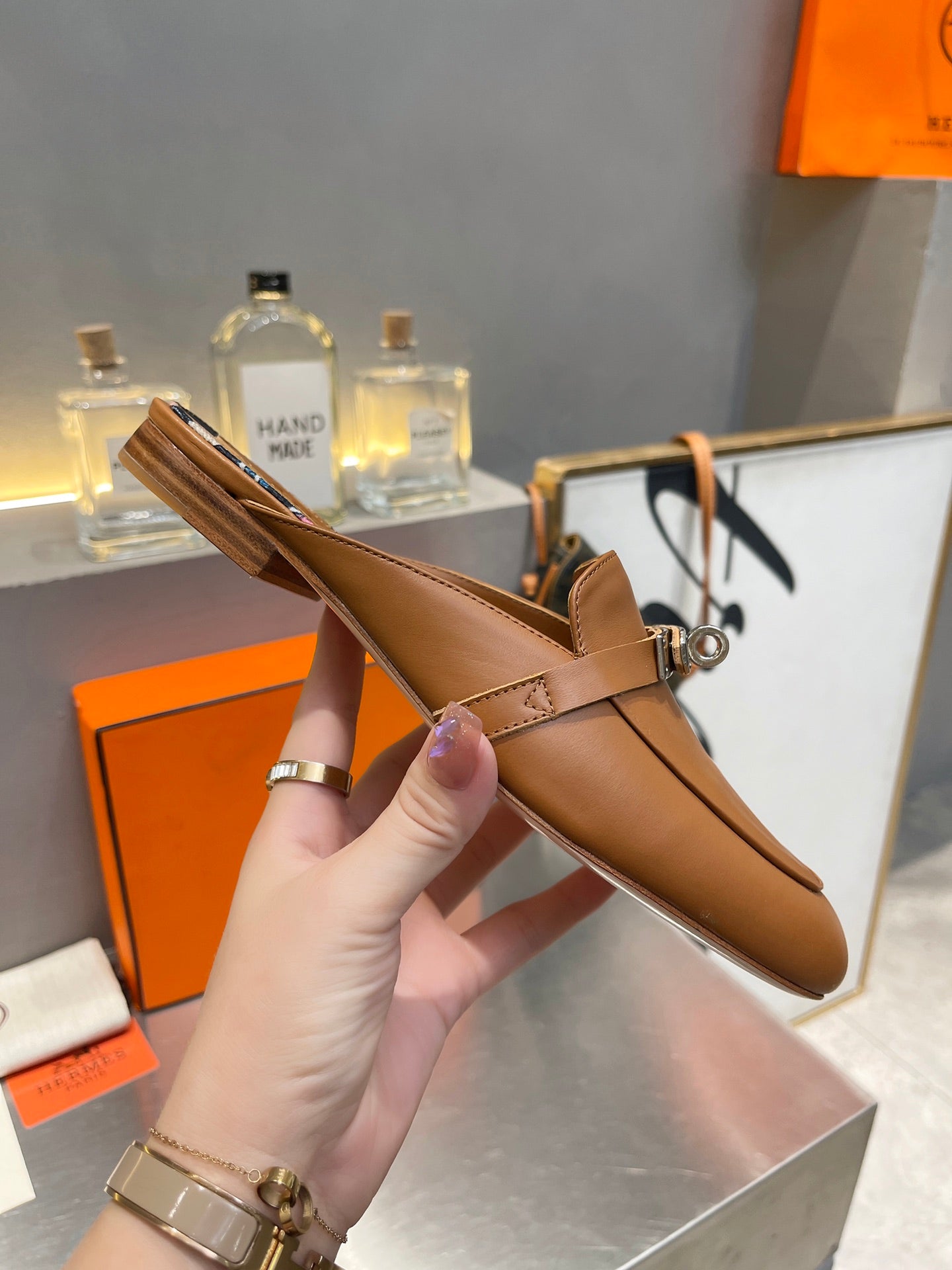 0Z MULE CARAMEL CALFSKIN WITH BLACK PATTERN、mysite、Cacoeks