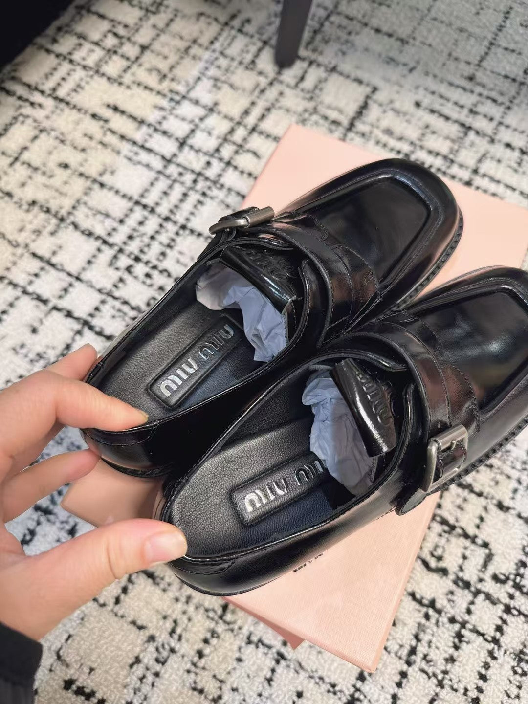 SQUARE TOE OXFORD IN BLACK SHINY CALFSKIN、mysite、Cacoeks