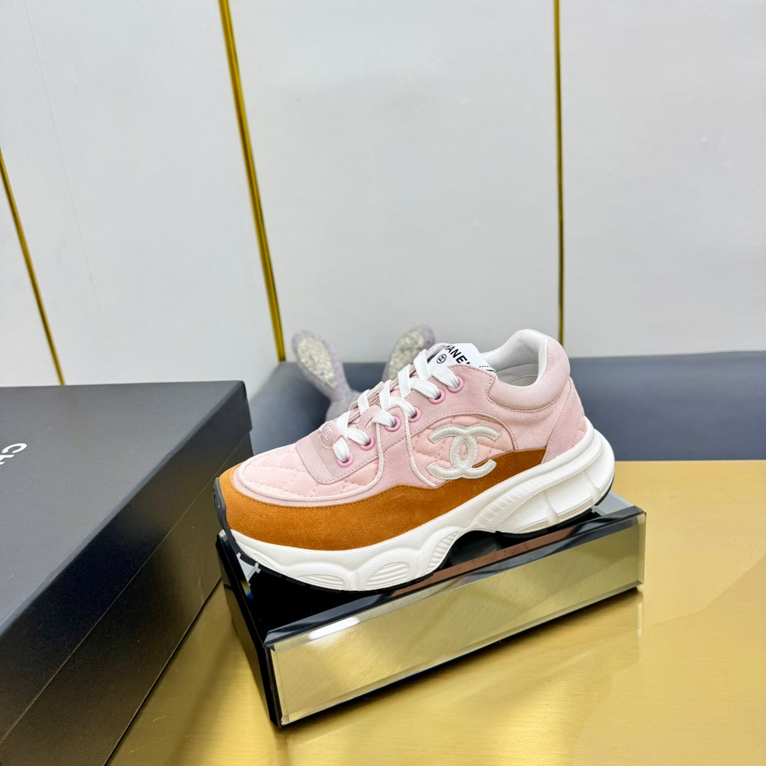DAD SNEAKER IN LIGHT PINK LAMBSKIN AND GINGER ORANGE SUEDE、mysite、Cacoeks