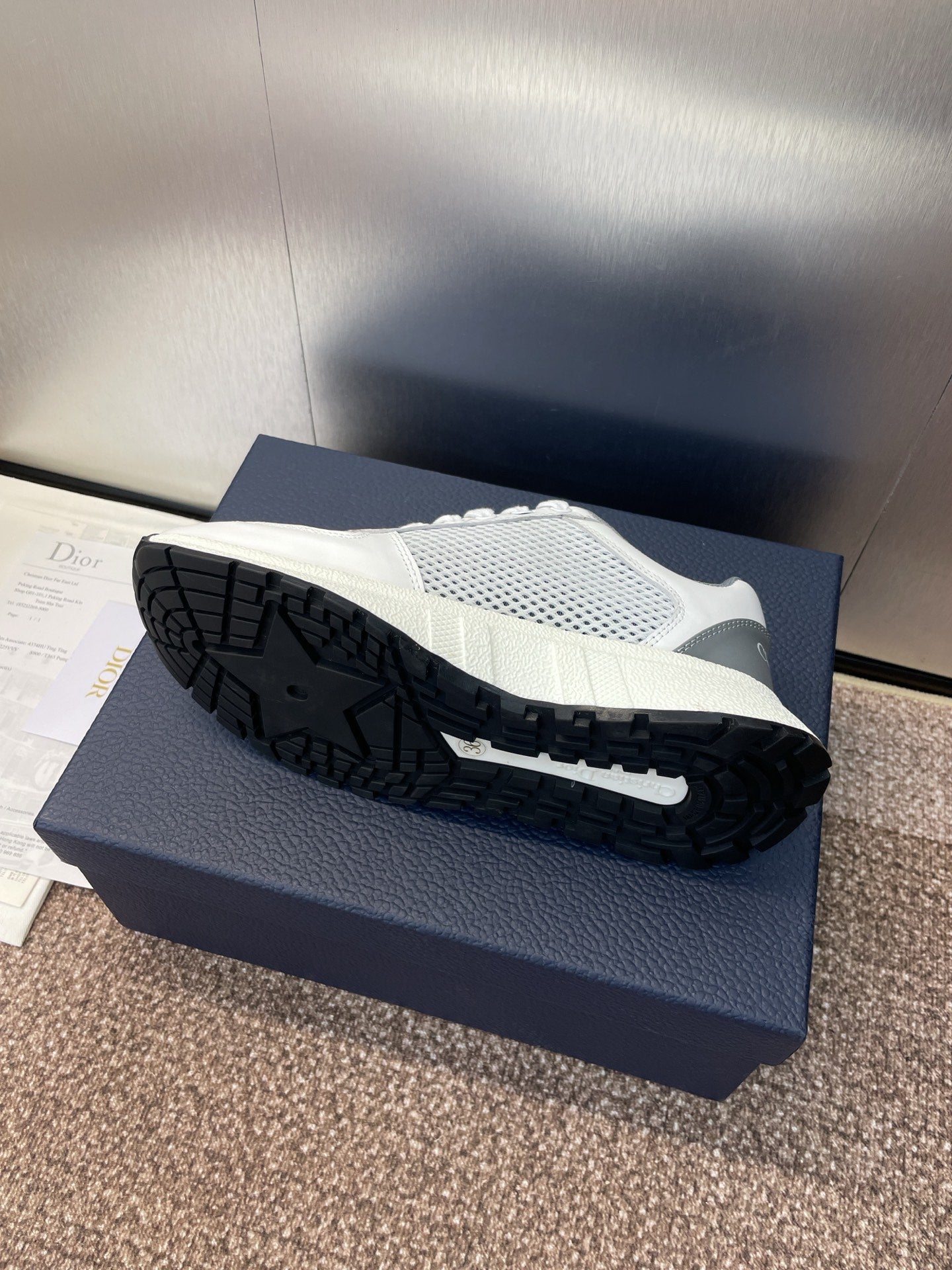 DIOR 25S D-RUN'N COUPLE SNEAKERS IN WHITE GRAY CALFSKIN AND MESH、mysite、Cacoeks