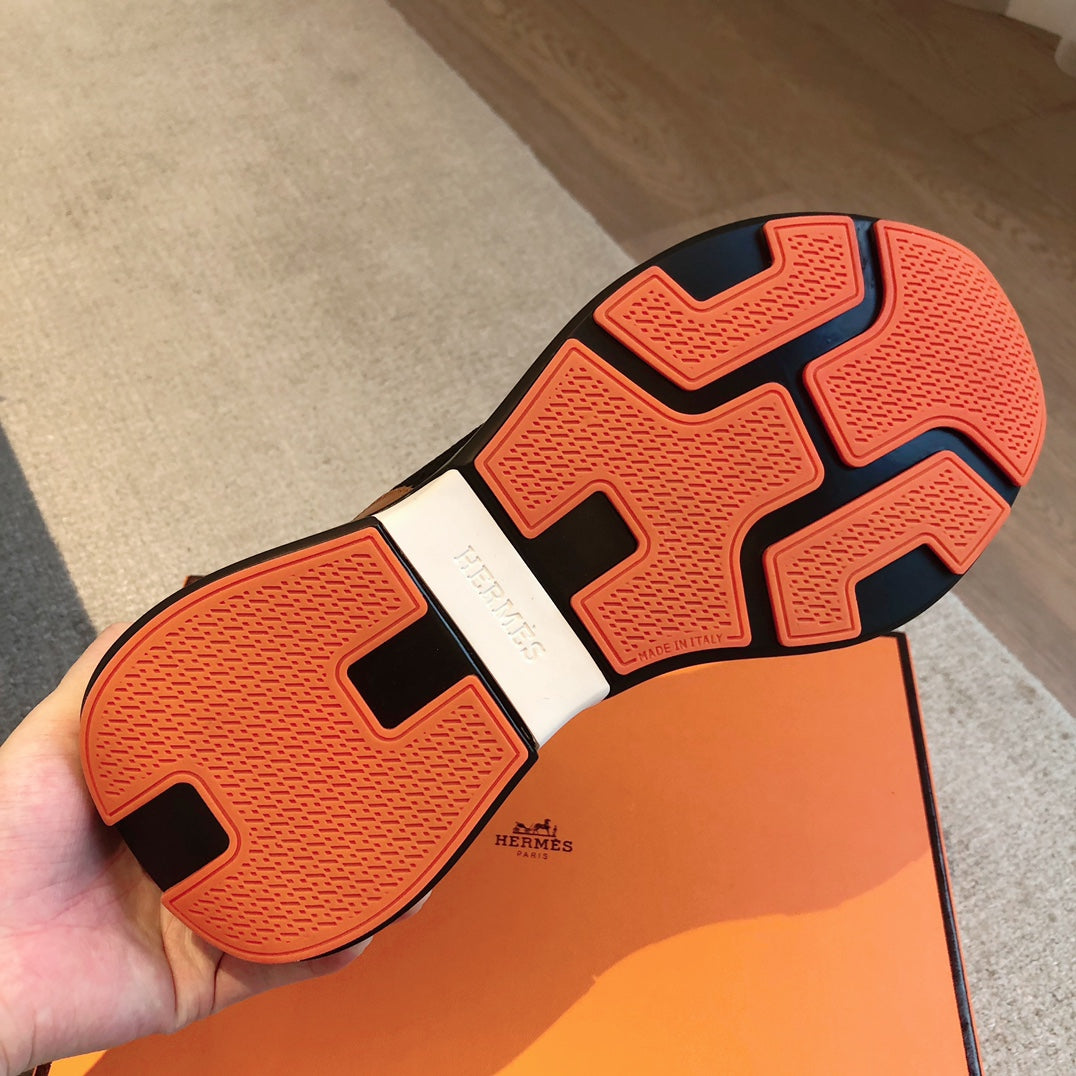 HEROS SNEAKER IN BLACK BREATHABLE MESH FABRIC AND BRONZE BROWN CALFSKIN、mysite、Cacoeks